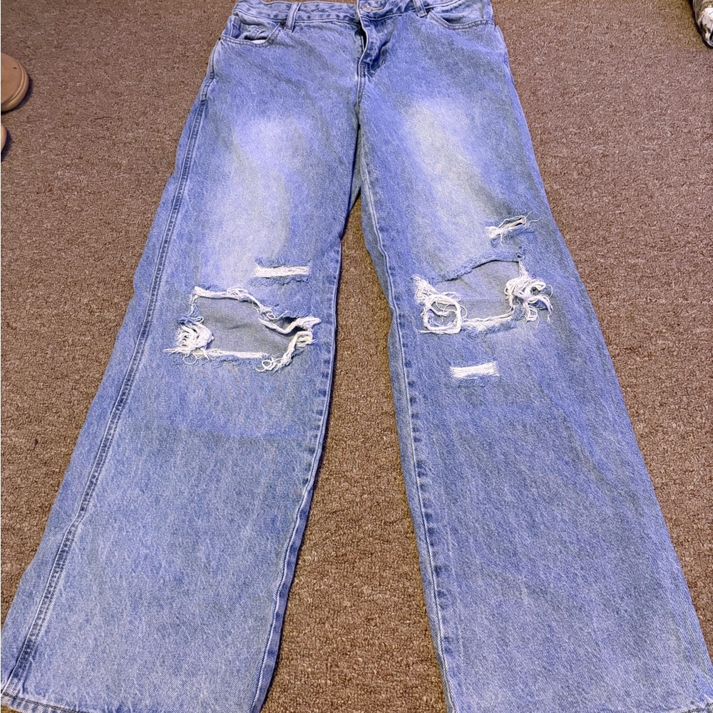 Pacific Sunwear Light Blue Distressed Boyfriend Jeans